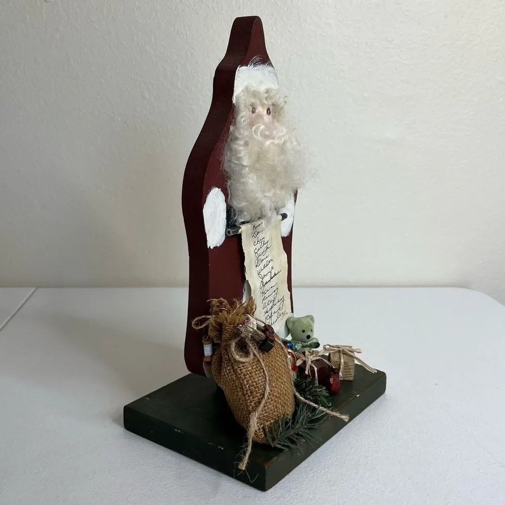 Handmade Hand Painted Wood Carved Christmas Santa Presents Sack Toys Folk Art